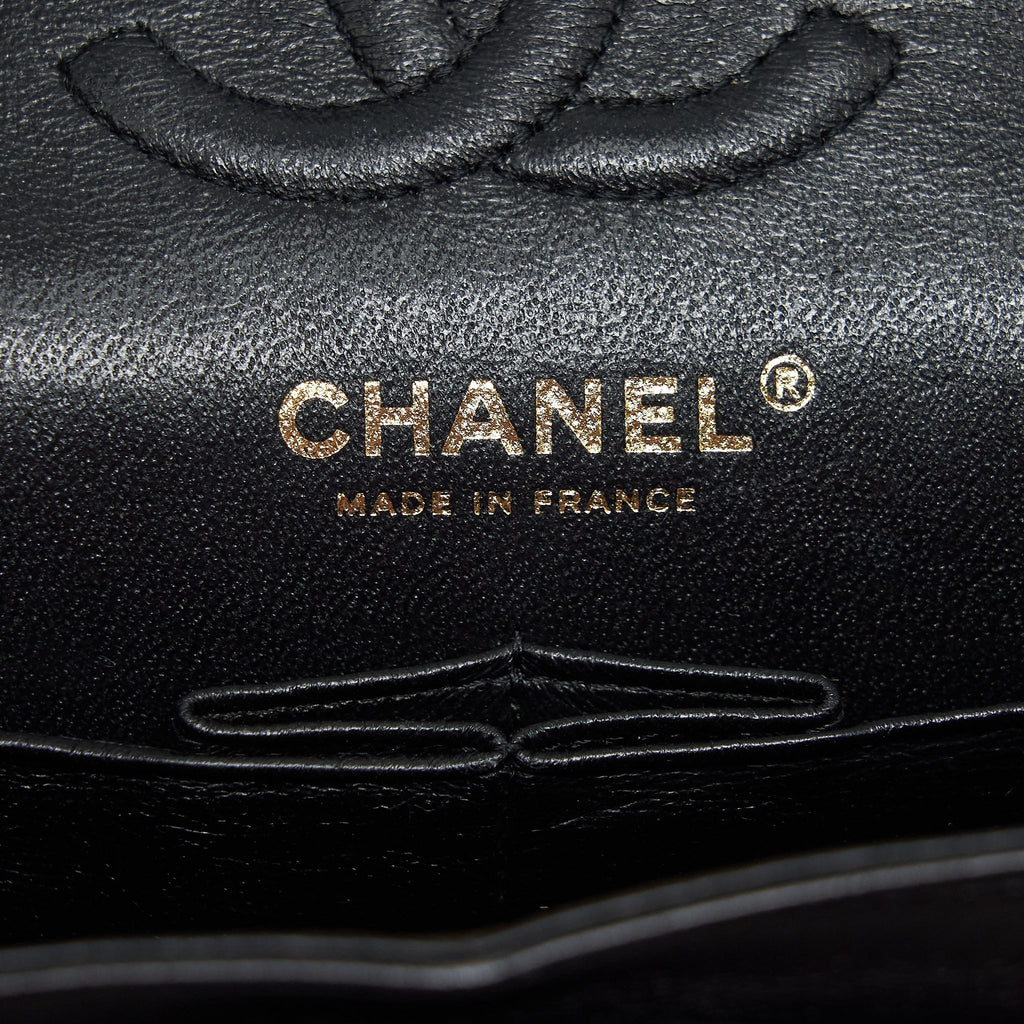 Chanel Small Classic Double Flap Bag Chevron Lambskin Black