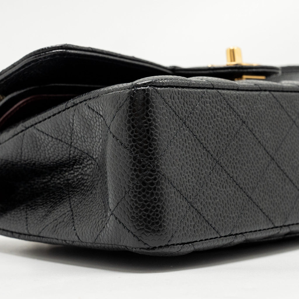 Chanel Small Classic Double Flap Bag Caviar Black  (microchip)
