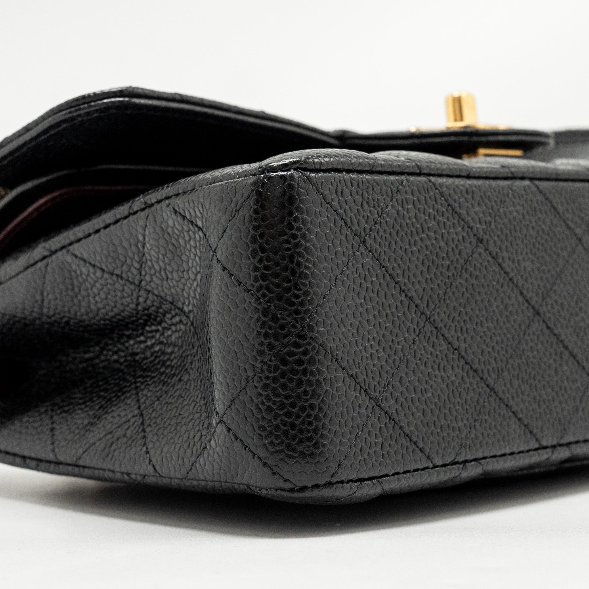 Chanel Small Classic Double Flap Bag Caviar Black  (microchip)