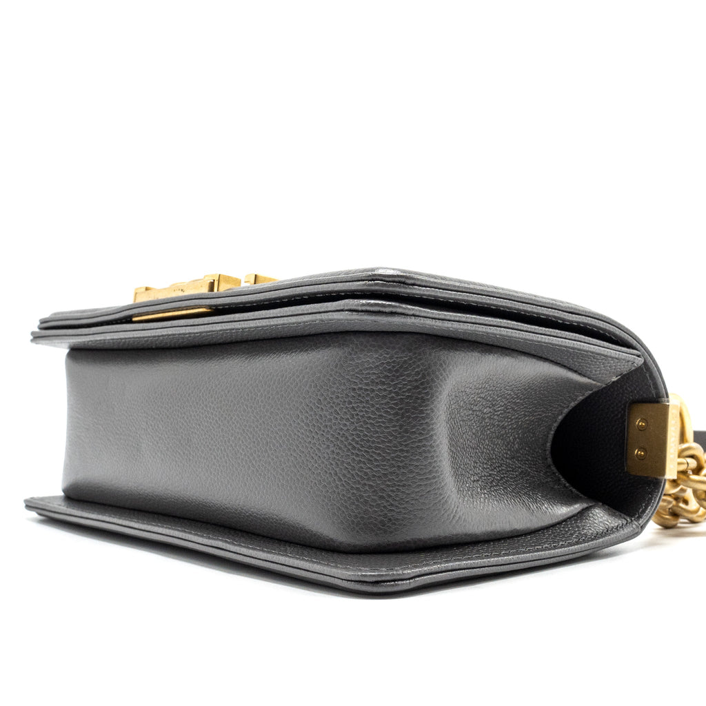 Chanel Small Boy Bag Caviar Dark Grey  (microchip)