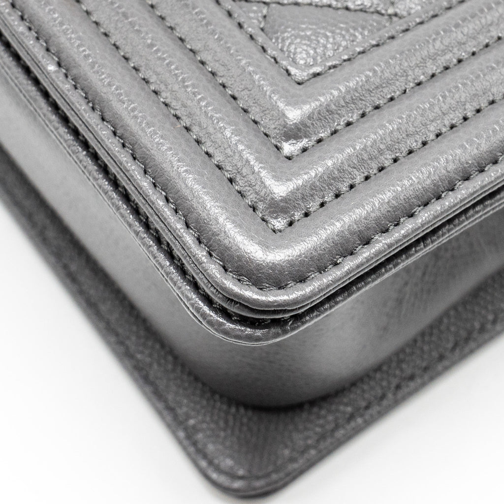 Chanel Small Boy Bag Caviar Dark Grey  (microchip)