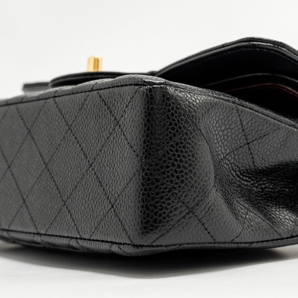 Chanel Small Classic Double Flap Bag Caviar Black  (microchip)