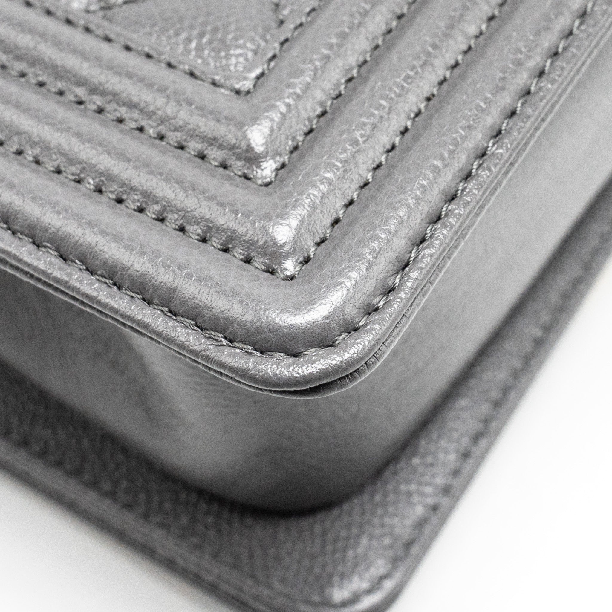 Chanel Small Boy Bag Caviar Dark Grey  (microchip)