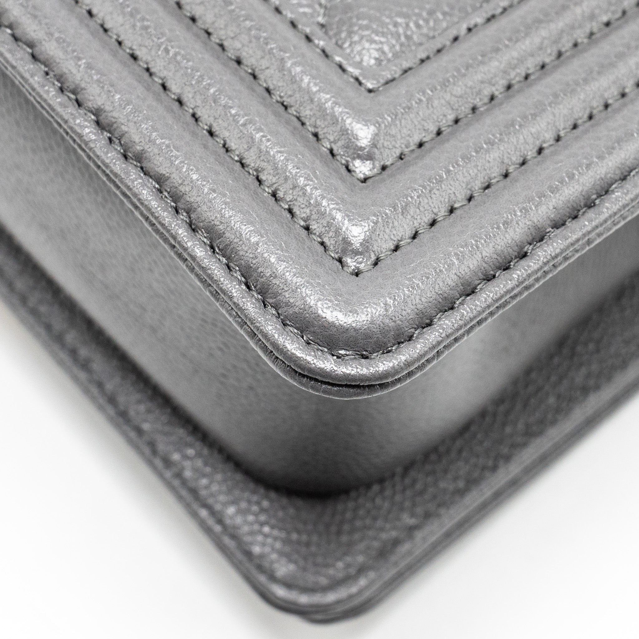 Chanel Small Boy Bag Caviar Dark Grey  (microchip)