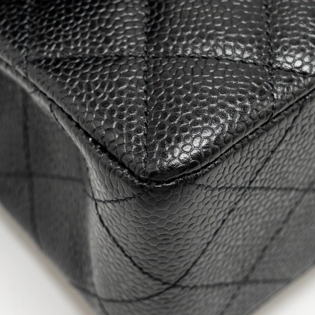 Chanel Small Classic Double Flap Bag Caviar Black  (microchip)