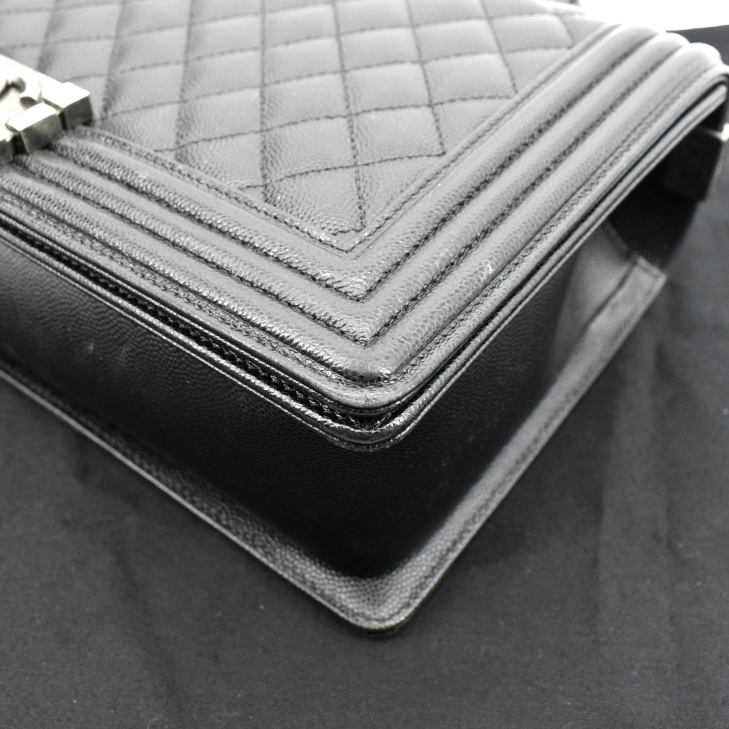 CHANEL Medium Boy Flap Caviar Quilted Leather Shoulder Bag Black