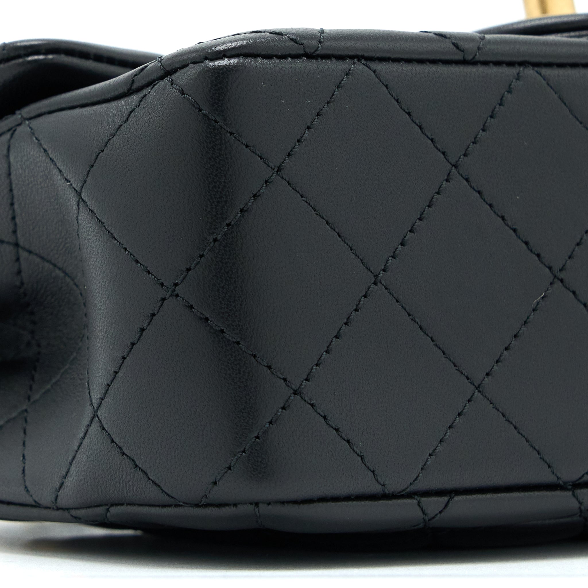 Chanel 23C Pearl Crush Mini Rectangular Flap Bag Lambskin Black Brushed  (Microchip)