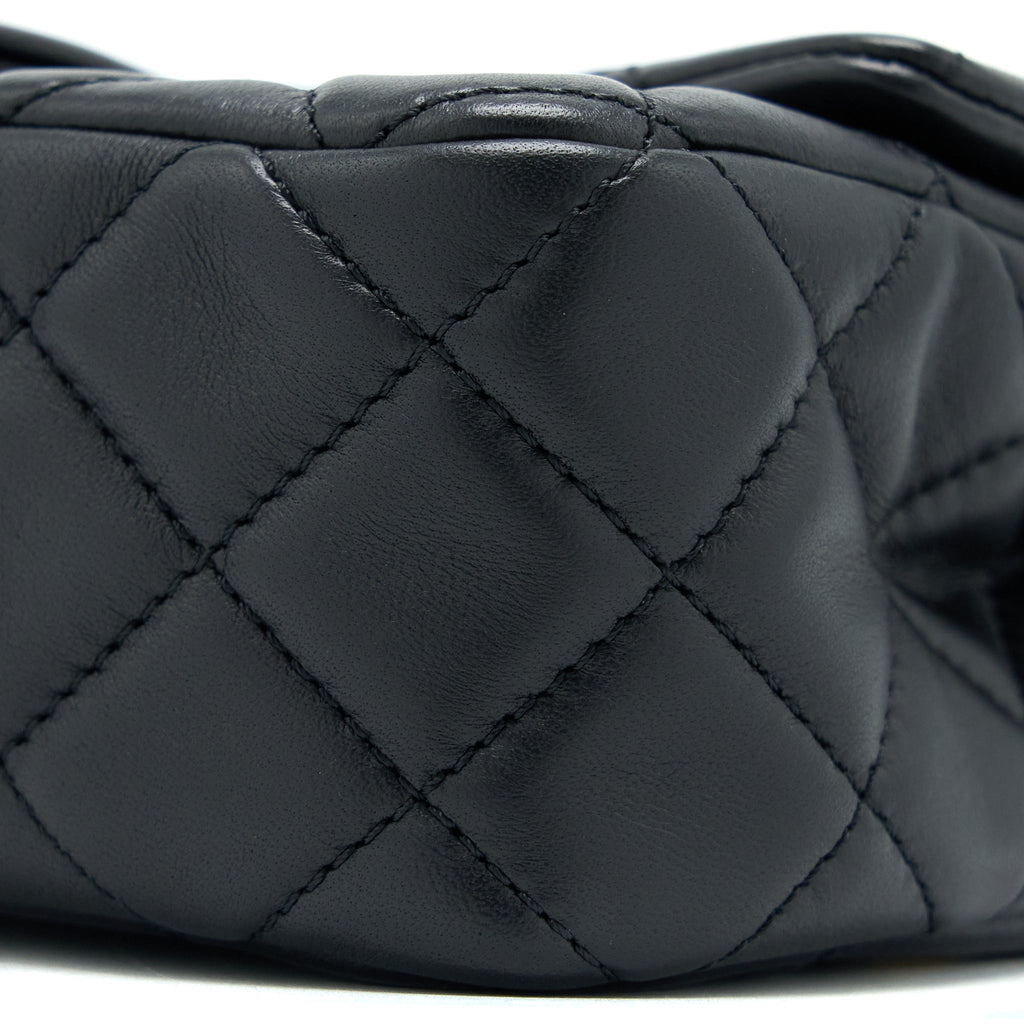 Chanel Pearl Crush Mini Rectangular Flap Bag Lambskin Black Brushed