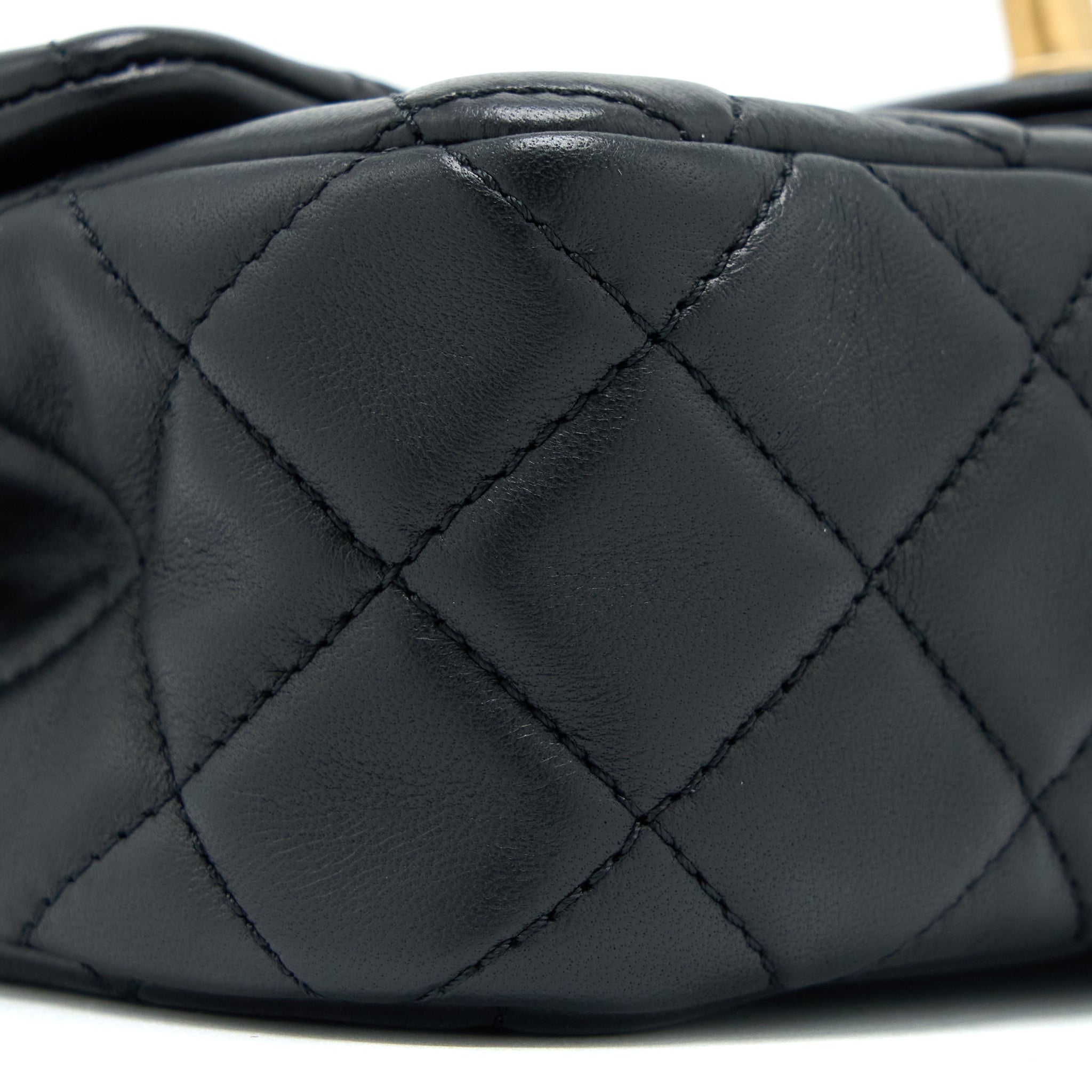 Chanel Pearl Crush Mini Rectangular Flap Bag Lambskin Black Brushed