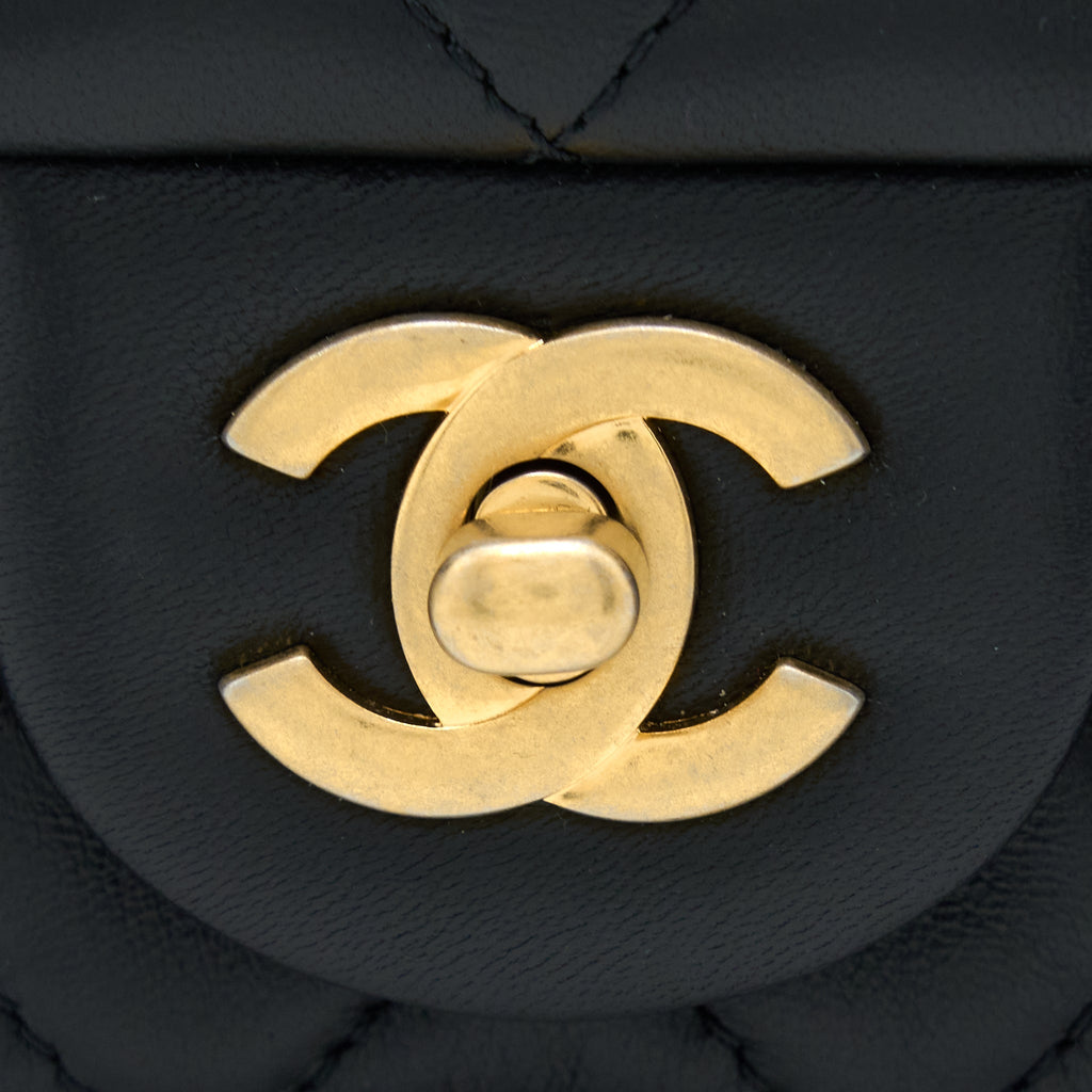 Chanel Pearl Crush Mini Rectangular Flap Bag Lambskin Black Brushed