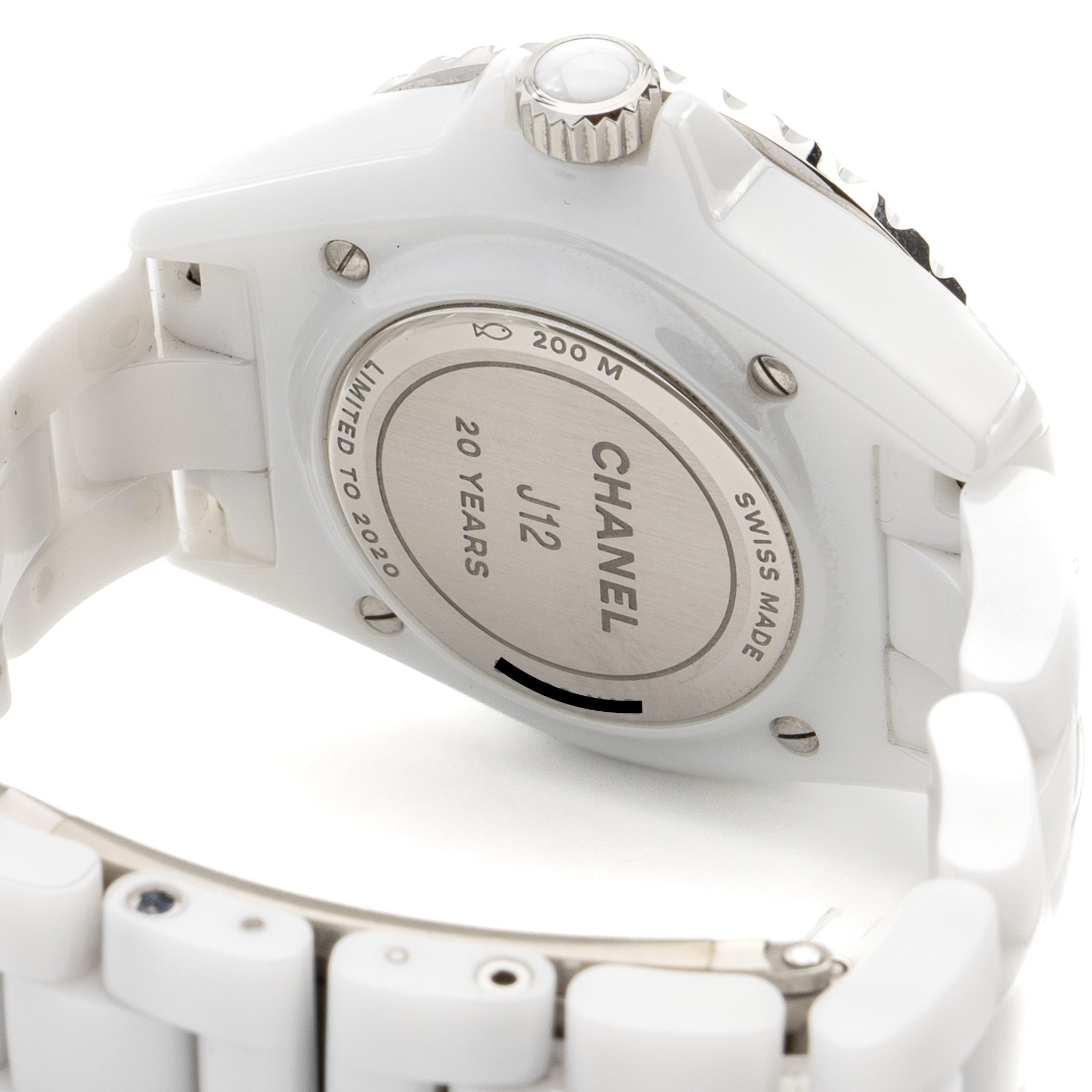 Chanel J12 33mm watch 20th anniversary limited edition white ceramic, diamonds