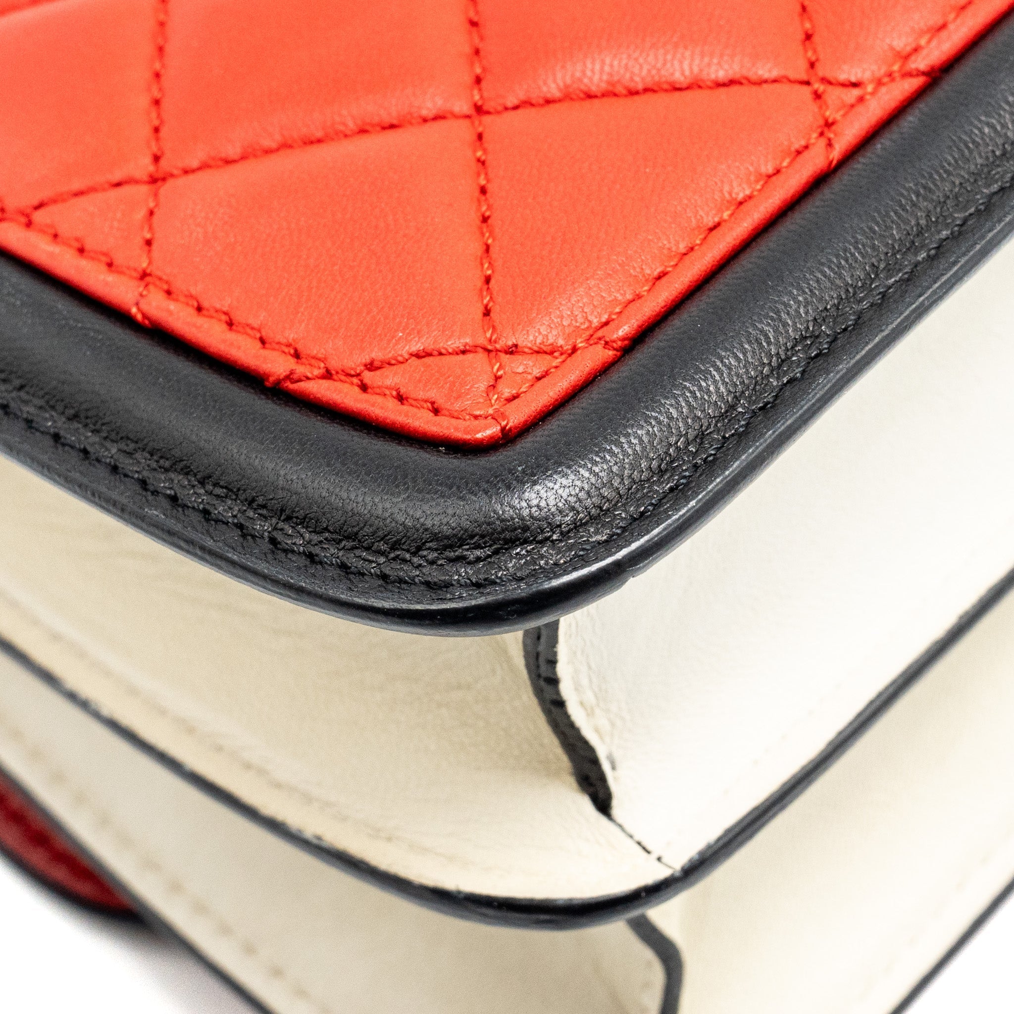 Chanel Tricolor Mini Graphic Flap Bag Lambskin Red/Black/White