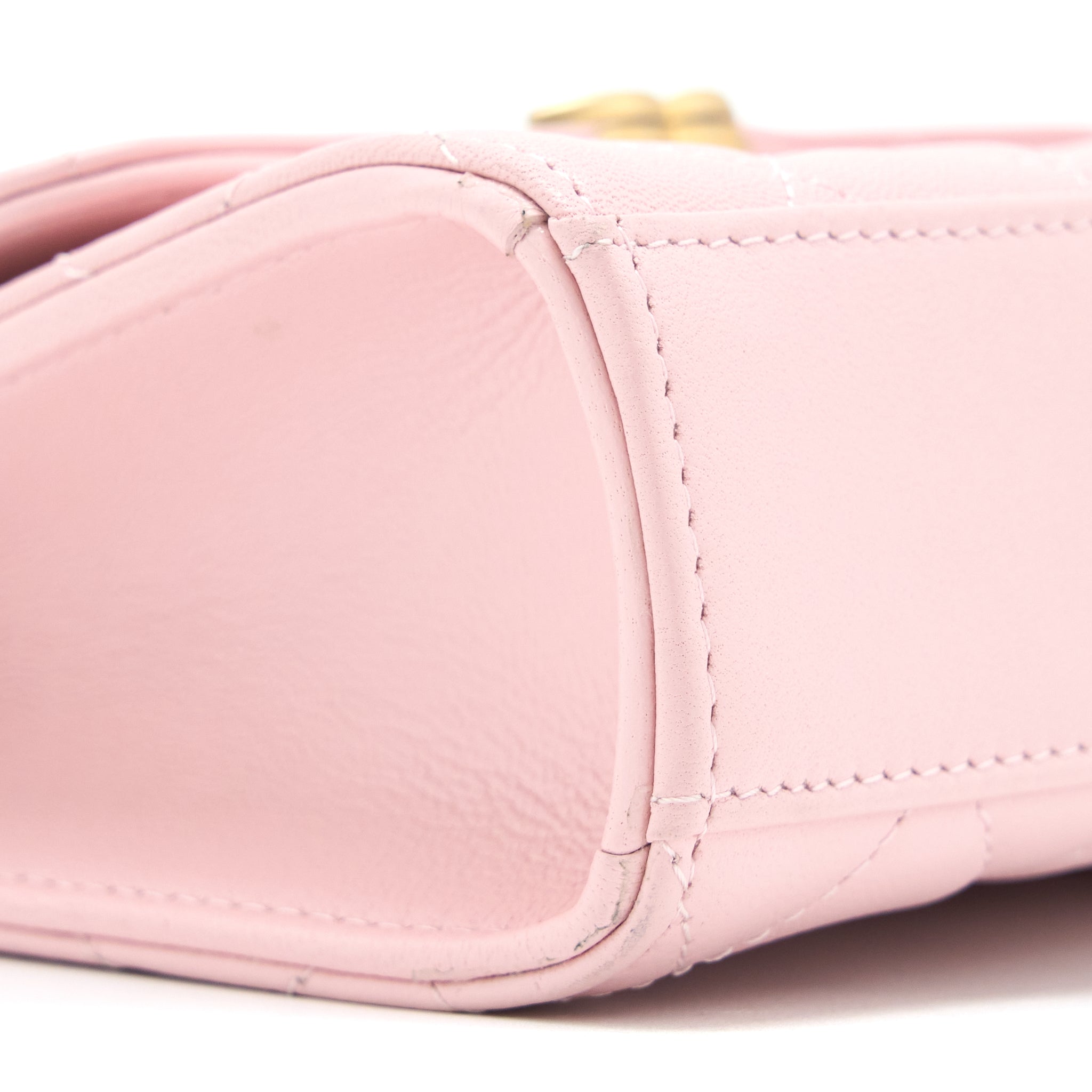 Chanel 22B Mini Flap Bag with Enamel Top Handle Lambskin Pink Brushed