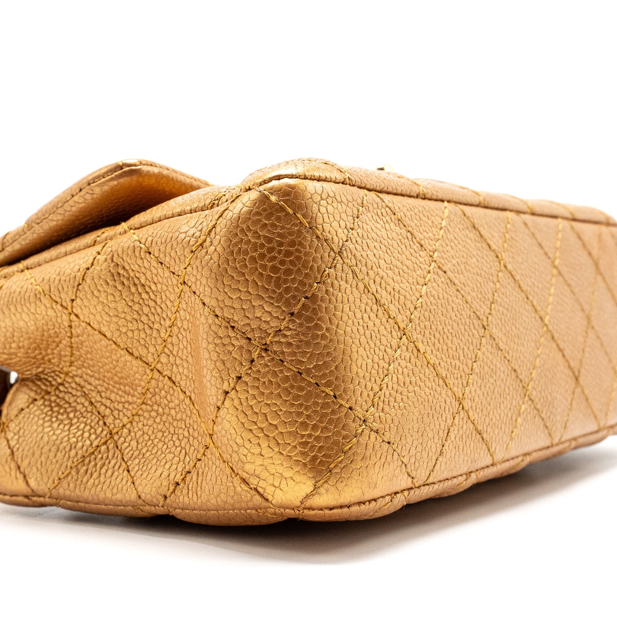 Chanel Mini Rectangular Flap Bag Calfskin Iridescent Dark Gold
