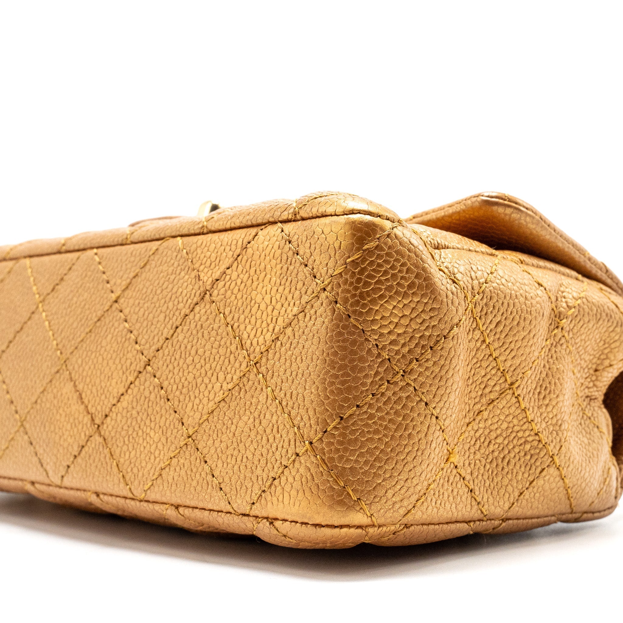Chanel Mini Rectangular Flap Bag Calfskin Iridescent Dark Gold