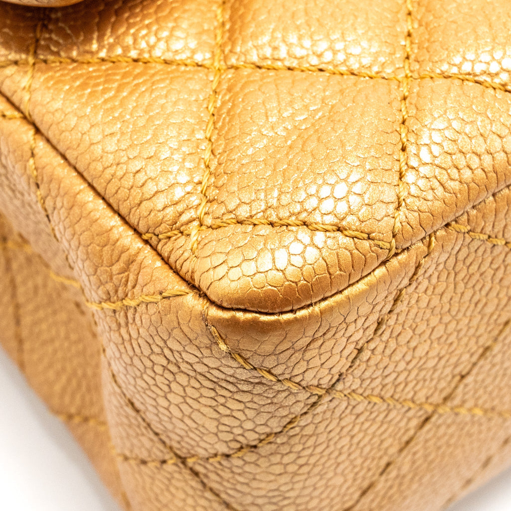 Chanel Mini Rectangular Flap Bag Calfskin Iridescent Dark Gold