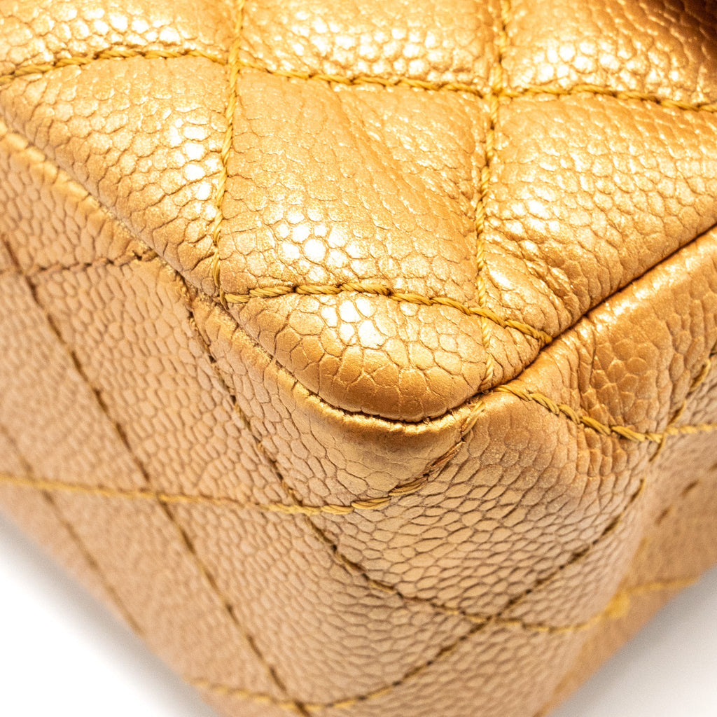 Chanel Mini Rectangular Flap Bag Calfskin Iridescent Dark Gold