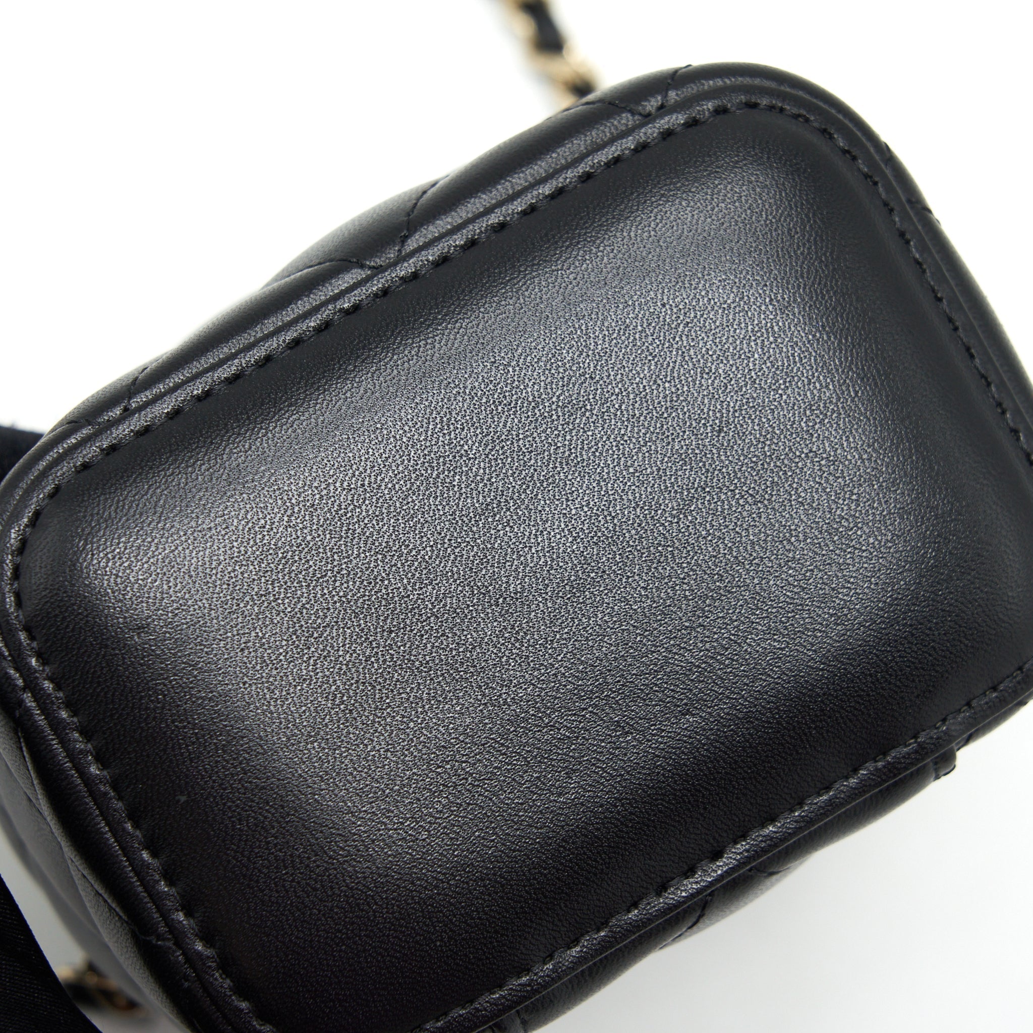 Chanel Top Handle Mini Vanity With Chain Lambskin Black L