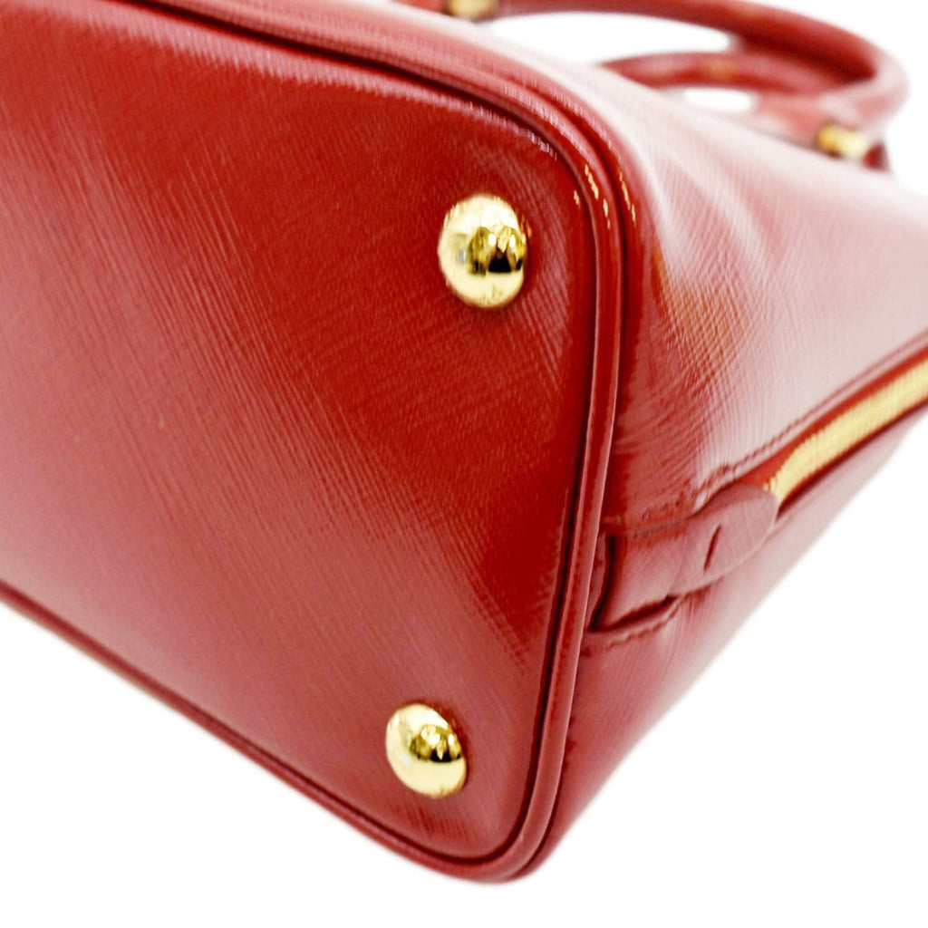 PRADA Promenade Small Saffiano Patent Leather Shoulder Bag Red