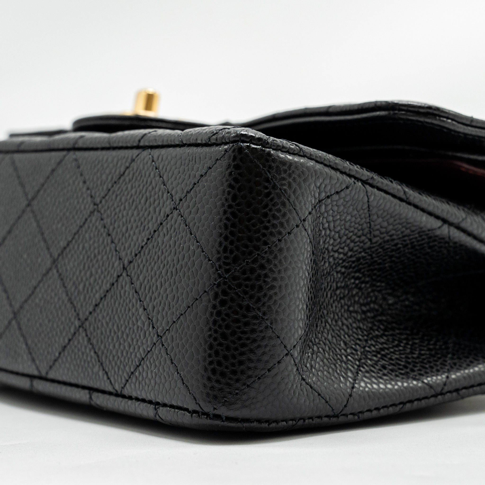 Chanel Small Classic Double FLAP BAG Caviar Black  (Microchip)