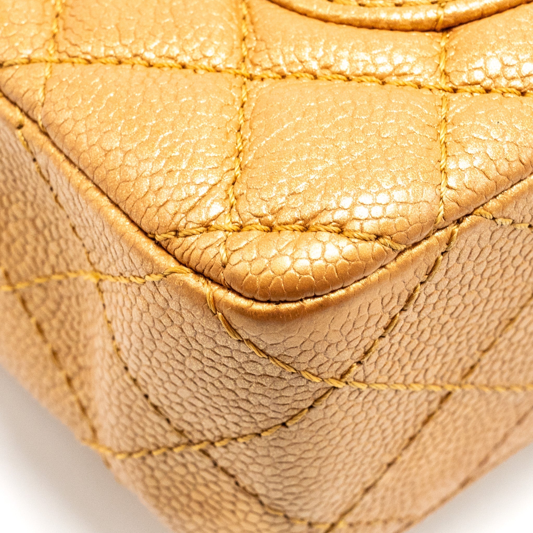 Chanel Mini Rectangular Flap Bag Calfskin Iridescent Dark Gold