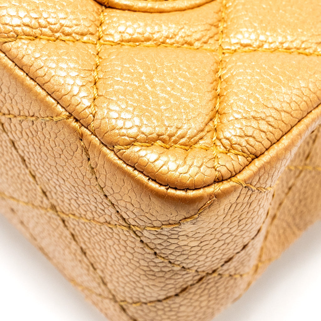 Chanel Mini Rectangular Flap Bag Calfskin Iridescent Dark Gold