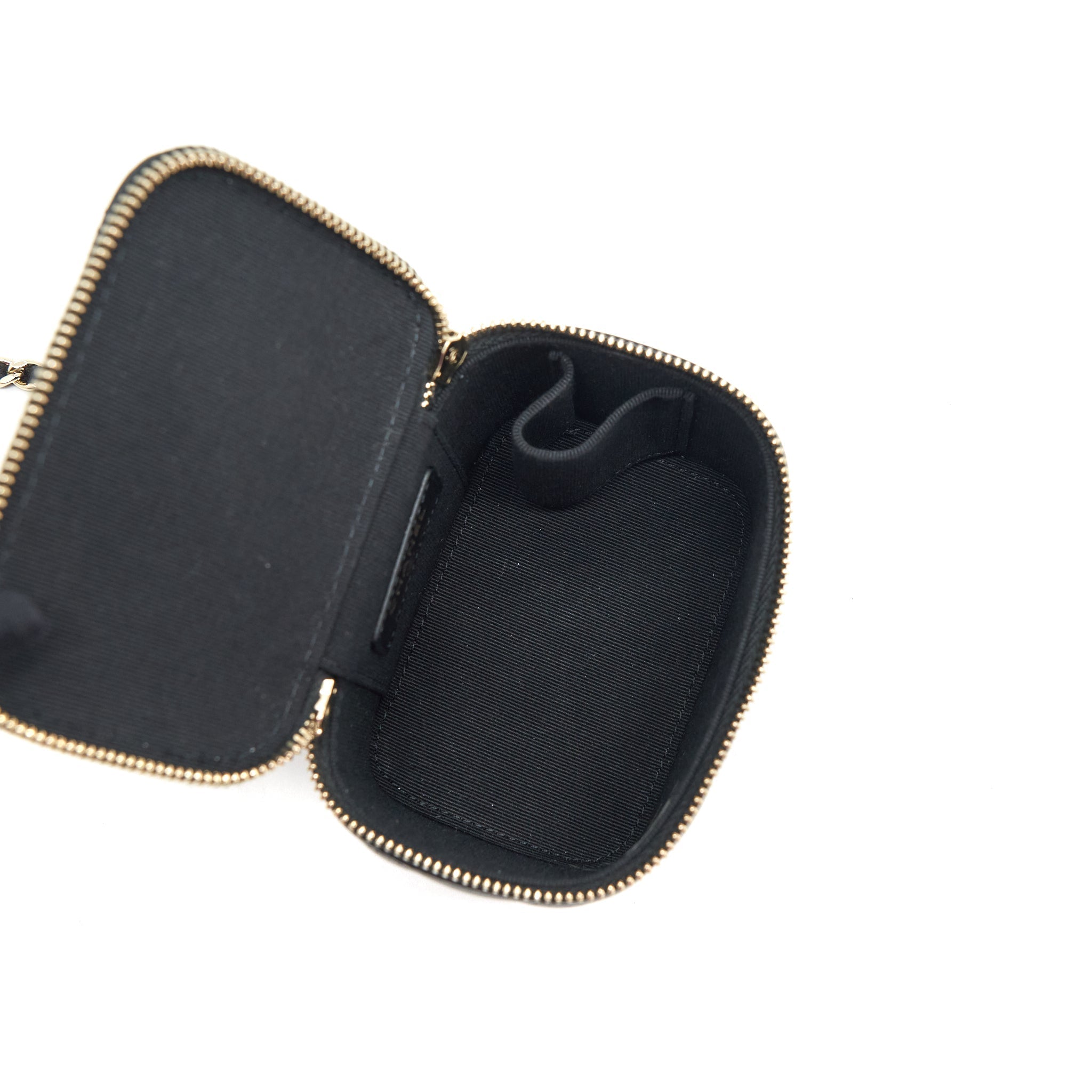 Chanel Top Handle Mini Vanity With Chain Lambskin Black L