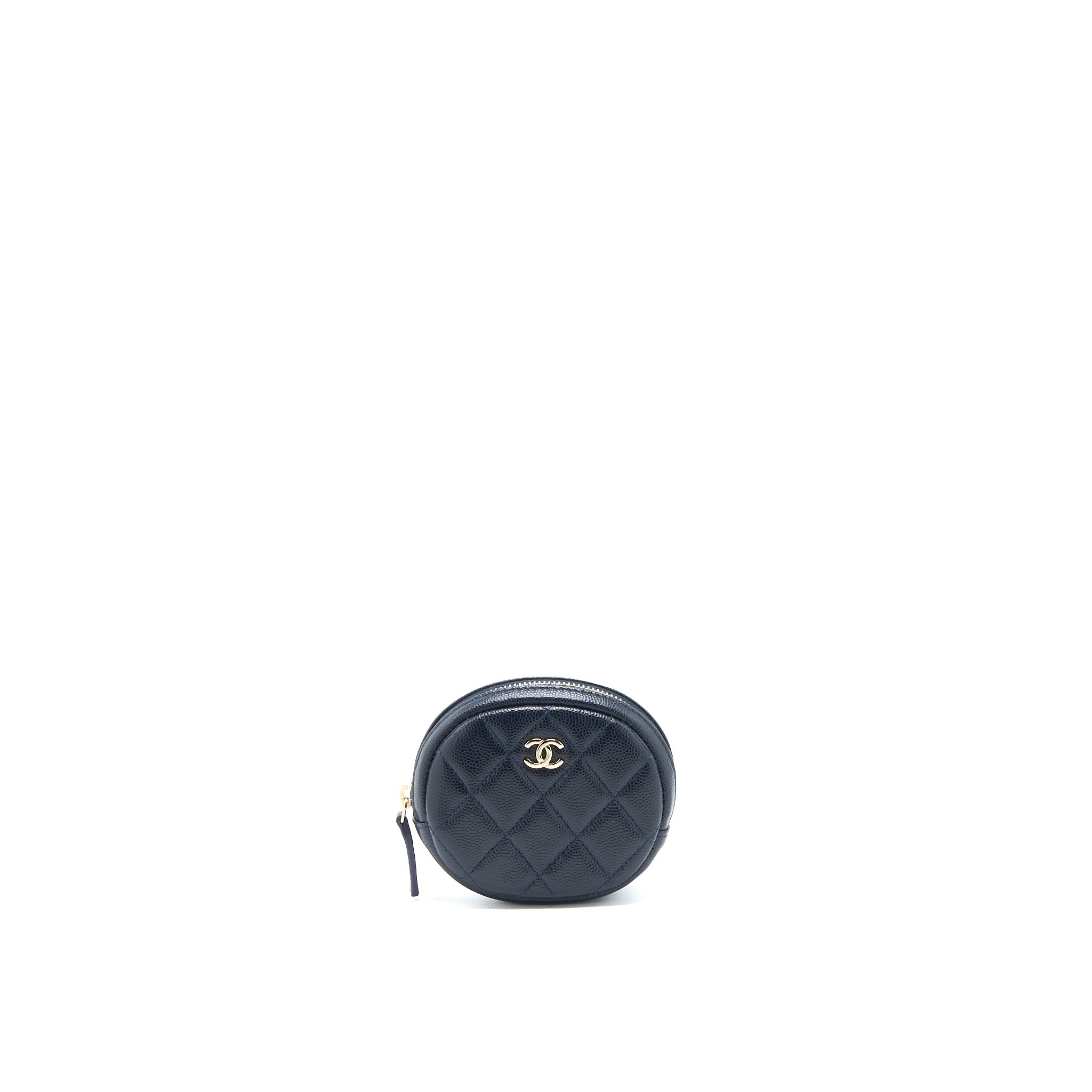 Chanel Mini Round Pouch Caviar Navy L
