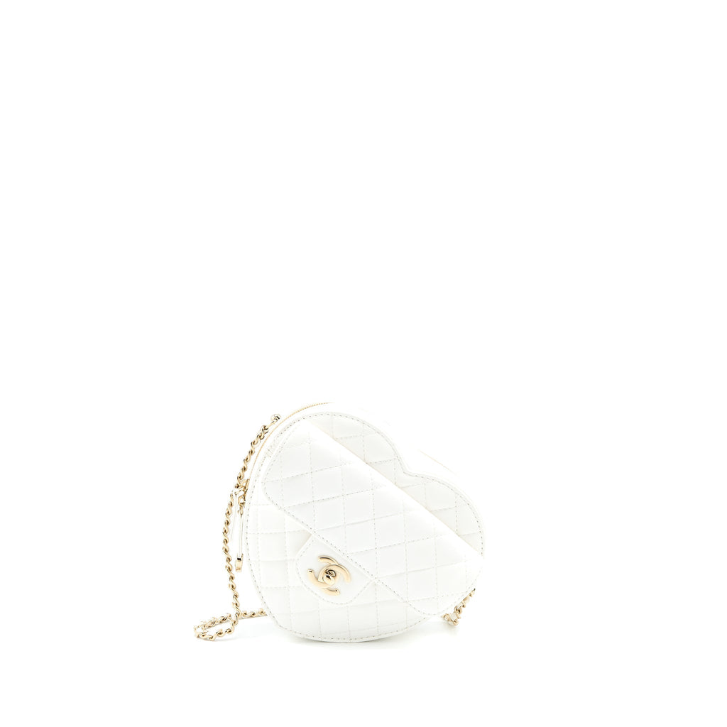 Chanel 22s Heart Bag Lambskin White L (Microchip)