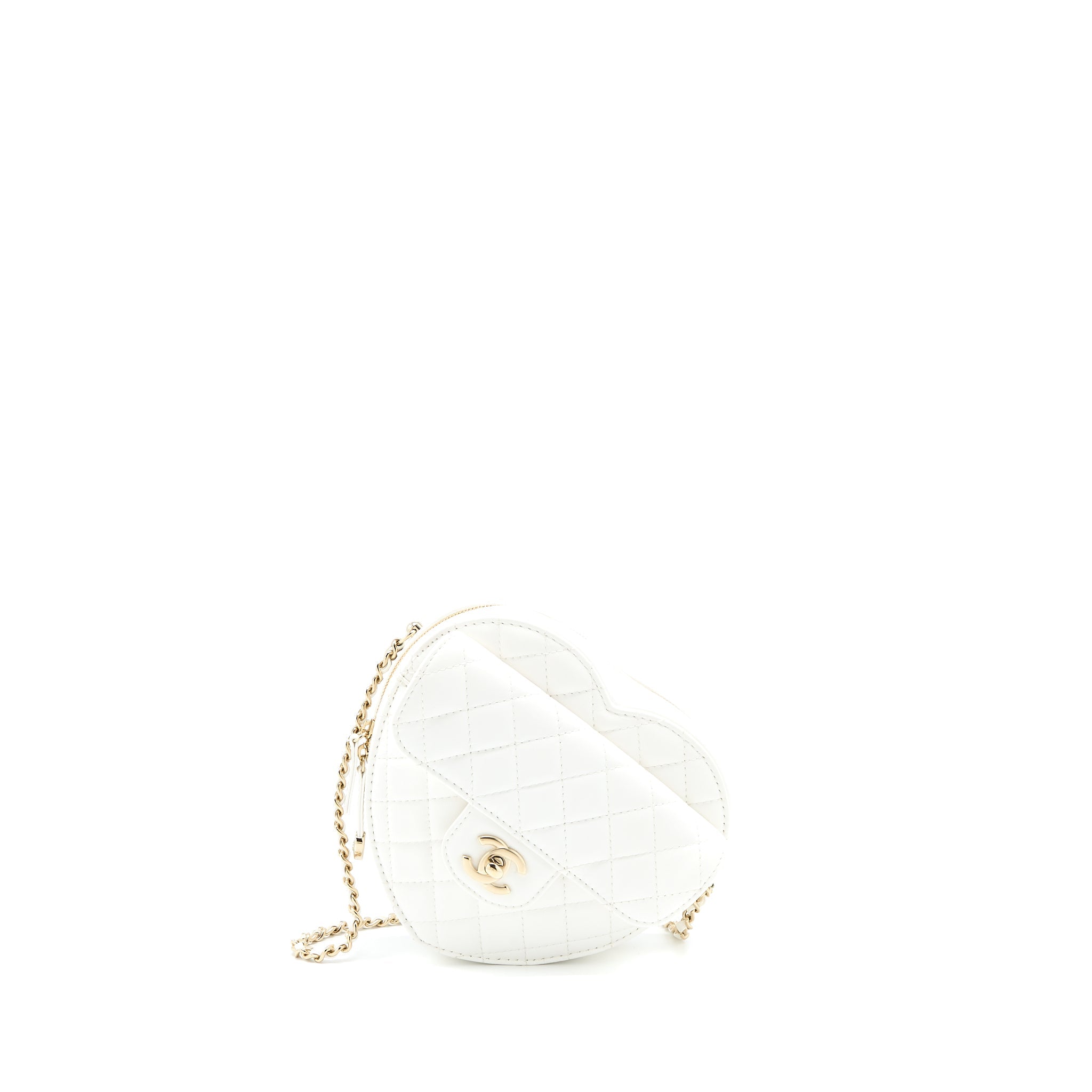 Chanel 22s Heart Bag Lambskin White L (Microchip)