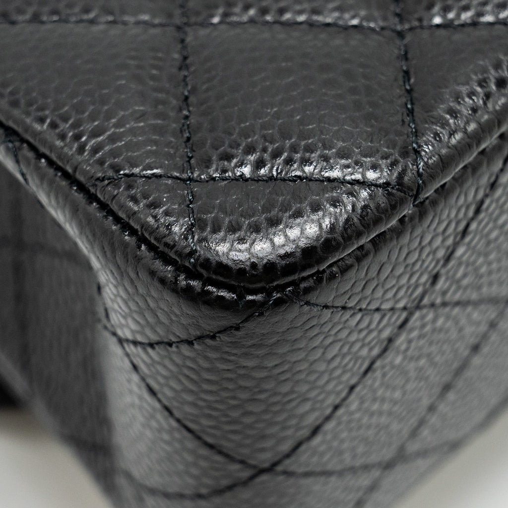 Chanel Small Classic Double FLAP BAG Caviar Black  (Microchip)