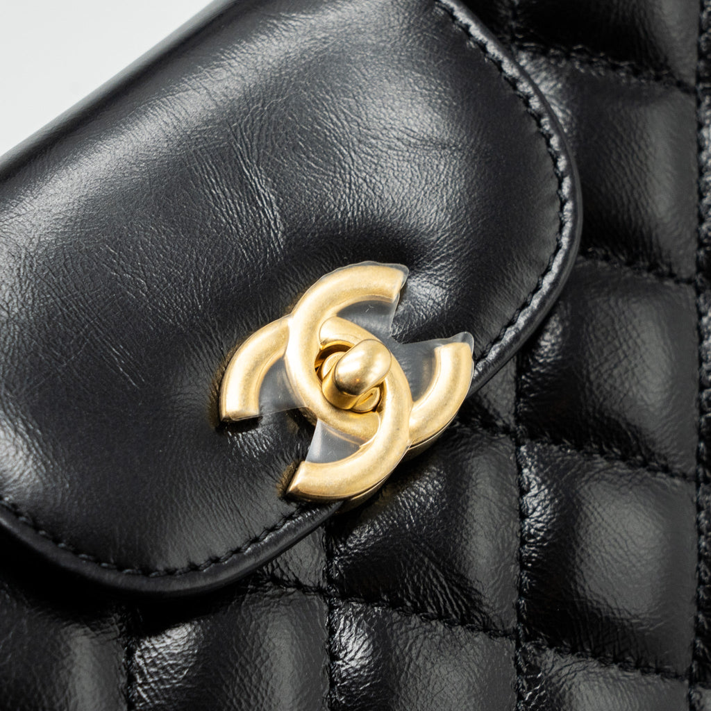 Chanel 23k Mini Shopping Tote Calfskin Black Brushed (Microchip)
