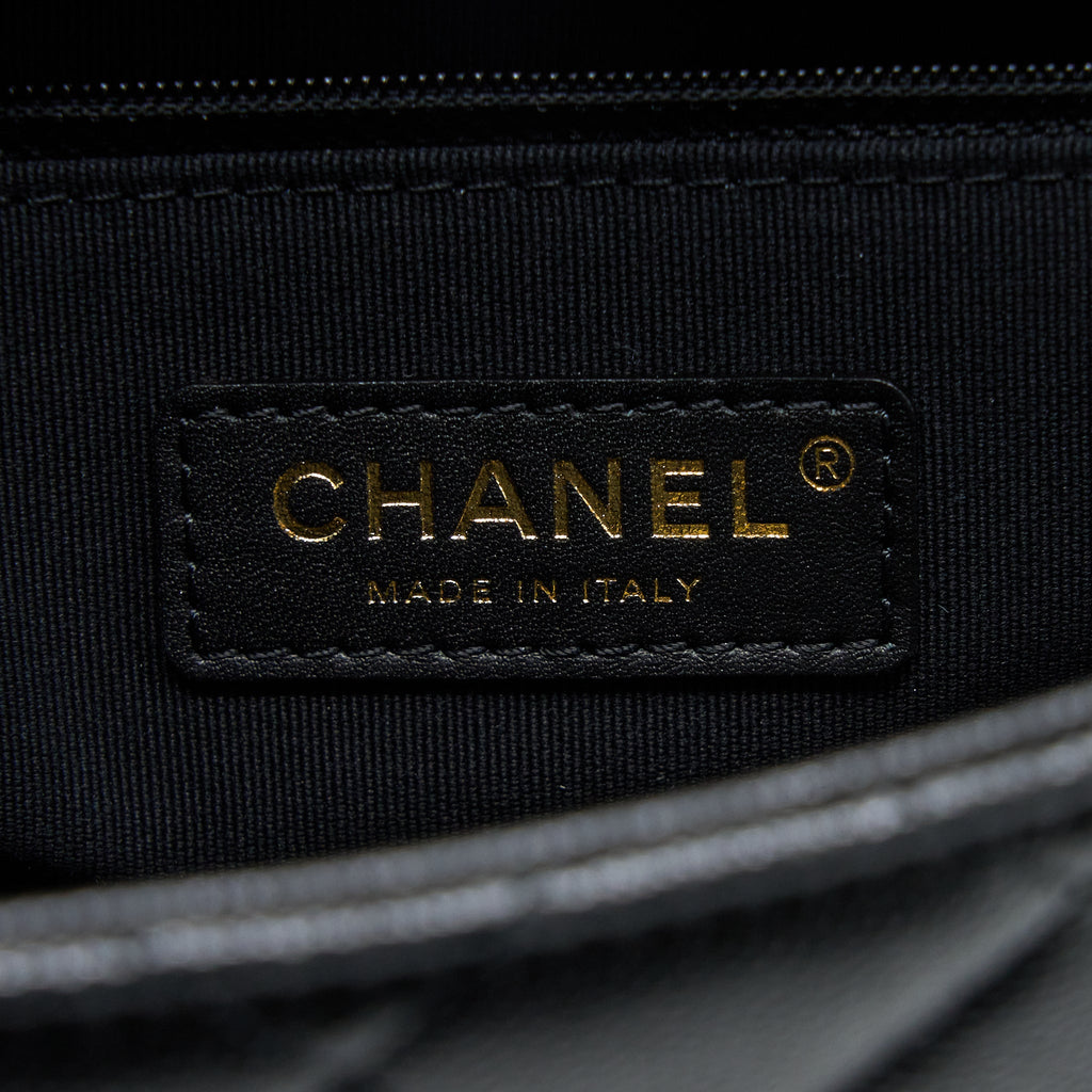 Chanel 23C Mini Flap Bag With CC Logo Chain Grained Calfskin Black  (Microchip)