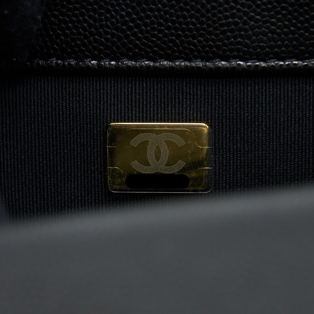 Chanel 23C Mini Flap Bag With CC Logo Chain Grained Calfskin Black  (Microchip)