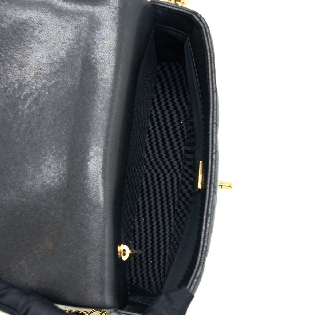 Chanel 23C Mini Flap Bag With CC Logo Chain Grained Calfskin Black  (Microchip)