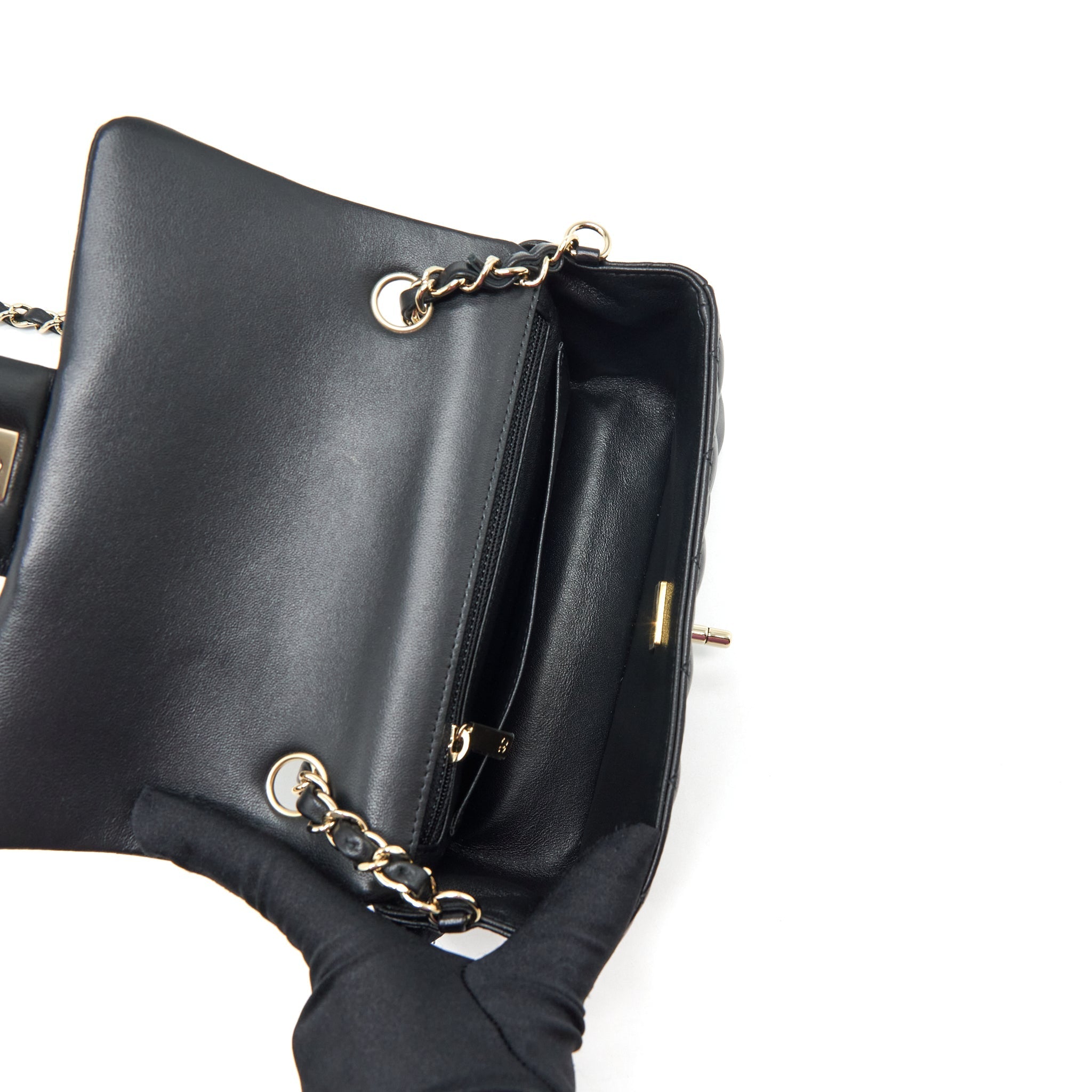 Chanel Mini Rectangular Flap Bag Lambskin Black L