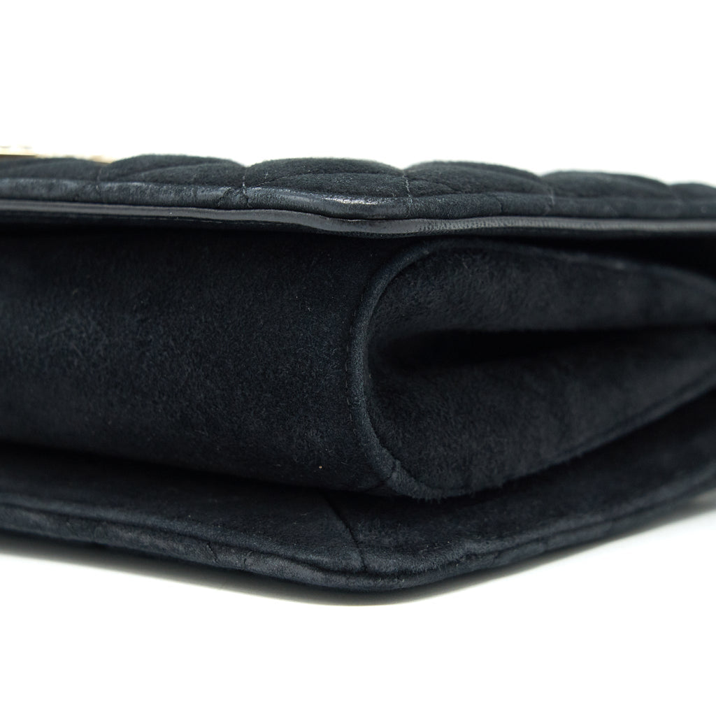 Chanel Quilted Velvet CC Logo Flap Bag black L