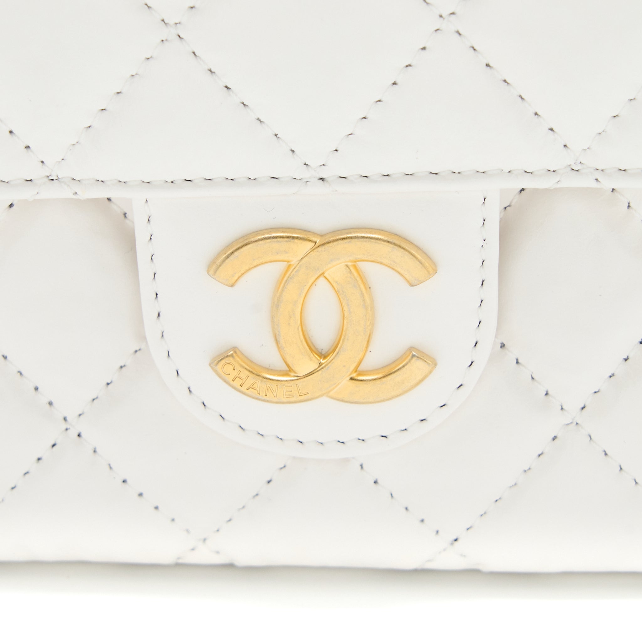 Chanel 23C Small Hobo Bag Shiny Calfskin White Brushed  (Microchip)