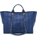 Chanel Deauville Tote Bag Canvas Dark Blue