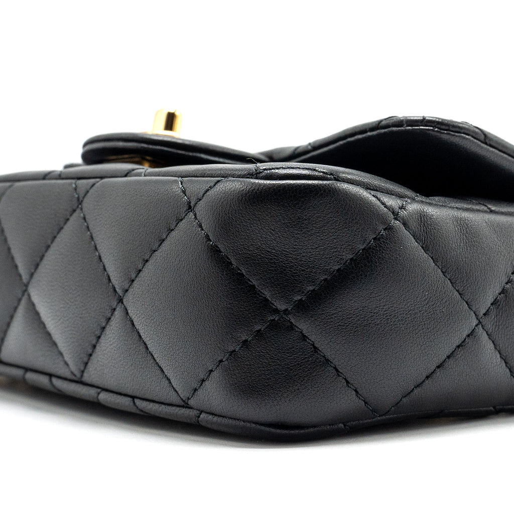 Chanel 24s Top Handle Mini Flap Bag Lambskin Black  (microchip)