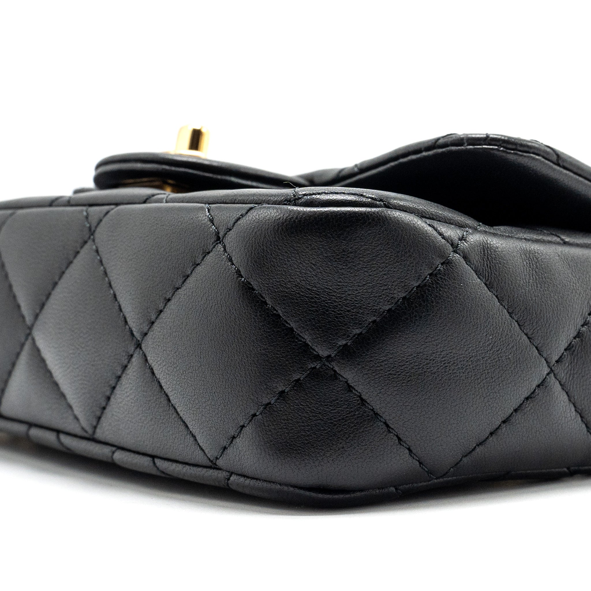 Chanel 24s Top Handle Mini Flap Bag Lambskin Black  (microchip)
