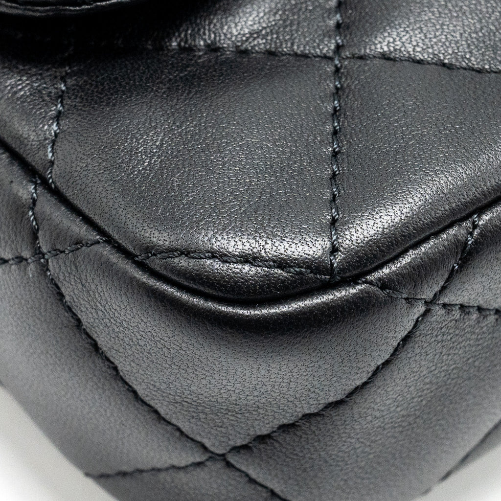 Chanel 24s Top Handle Mini Flap Bag Lambskin Black  (microchip)