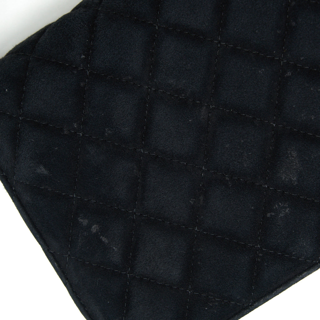 Chanel Quilted Velvet CC Logo Flap Bag black L