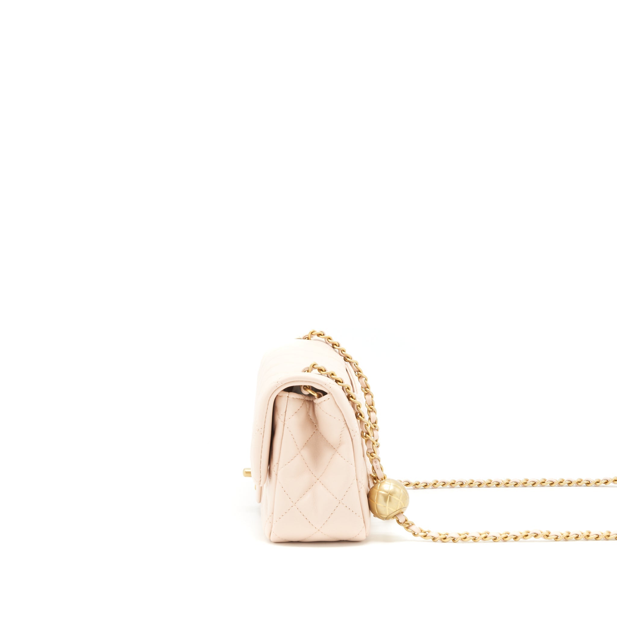 Chanel 22C Pearl Crush Mini Rectangular Flap Bag Lambskin Light Berge