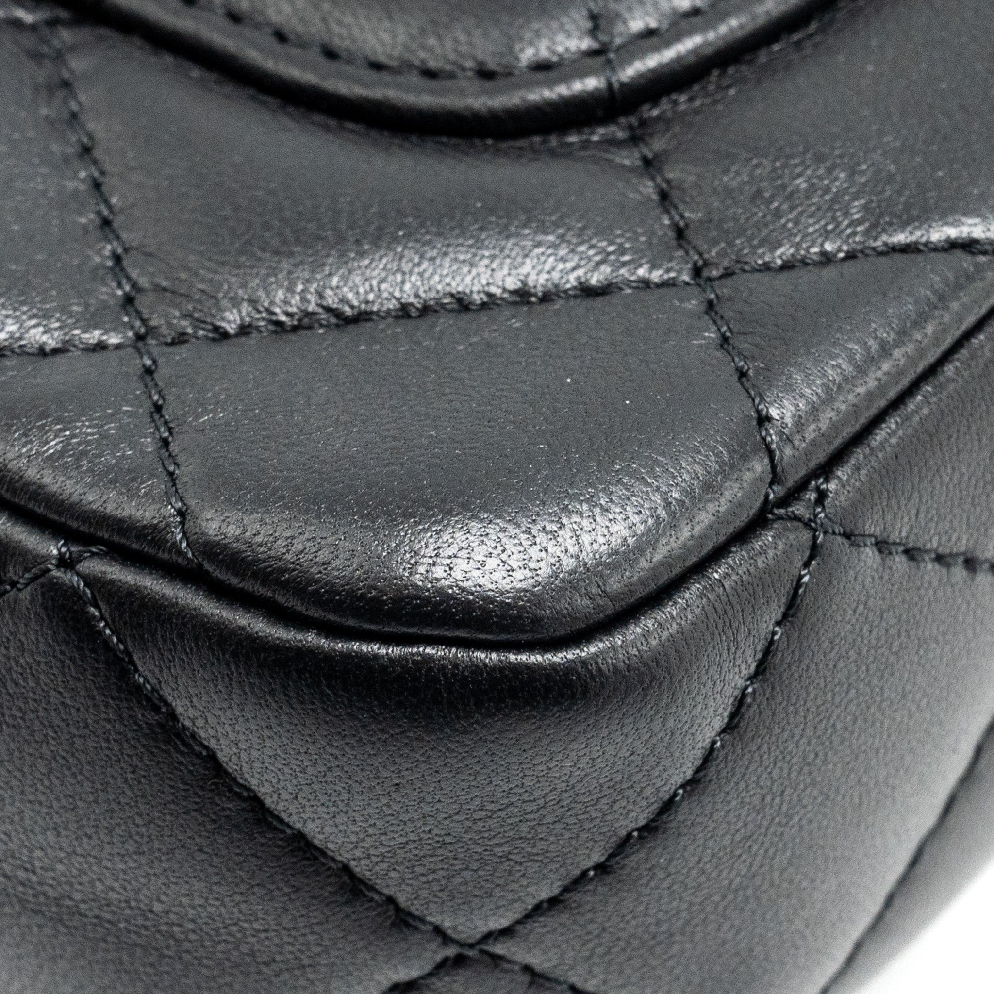 Chanel 24s Top Handle Mini Flap Bag Lambskin Black  (microchip)