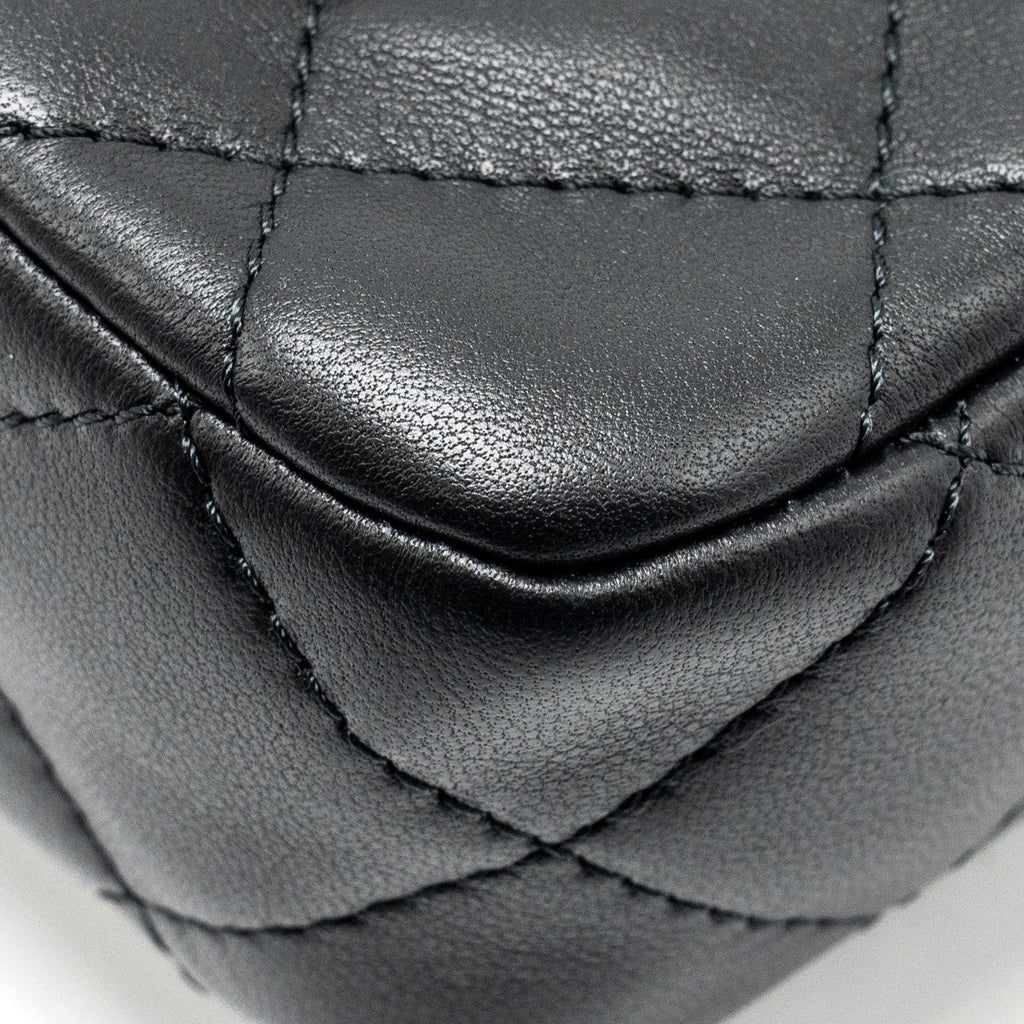 Chanel 24s Top Handle Mini Flap Bag Lambskin Black  (microchip)