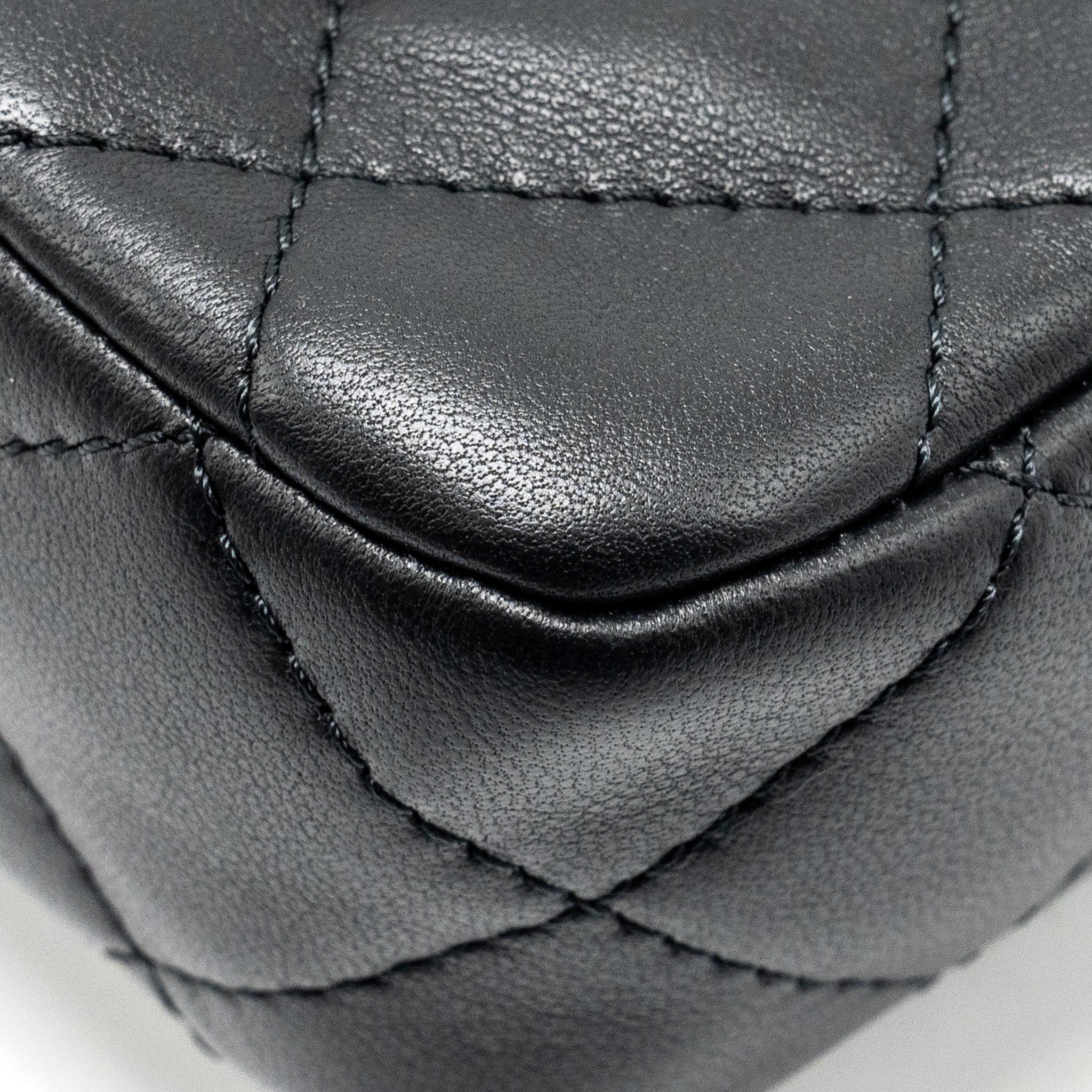 Chanel 24s Top Handle Mini Flap Bag Lambskin Black  (microchip)