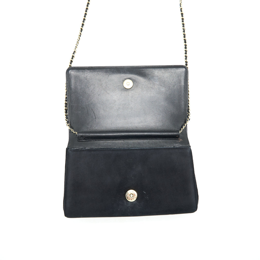 Chanel Quilted Velvet CC Logo Flap Bag black L