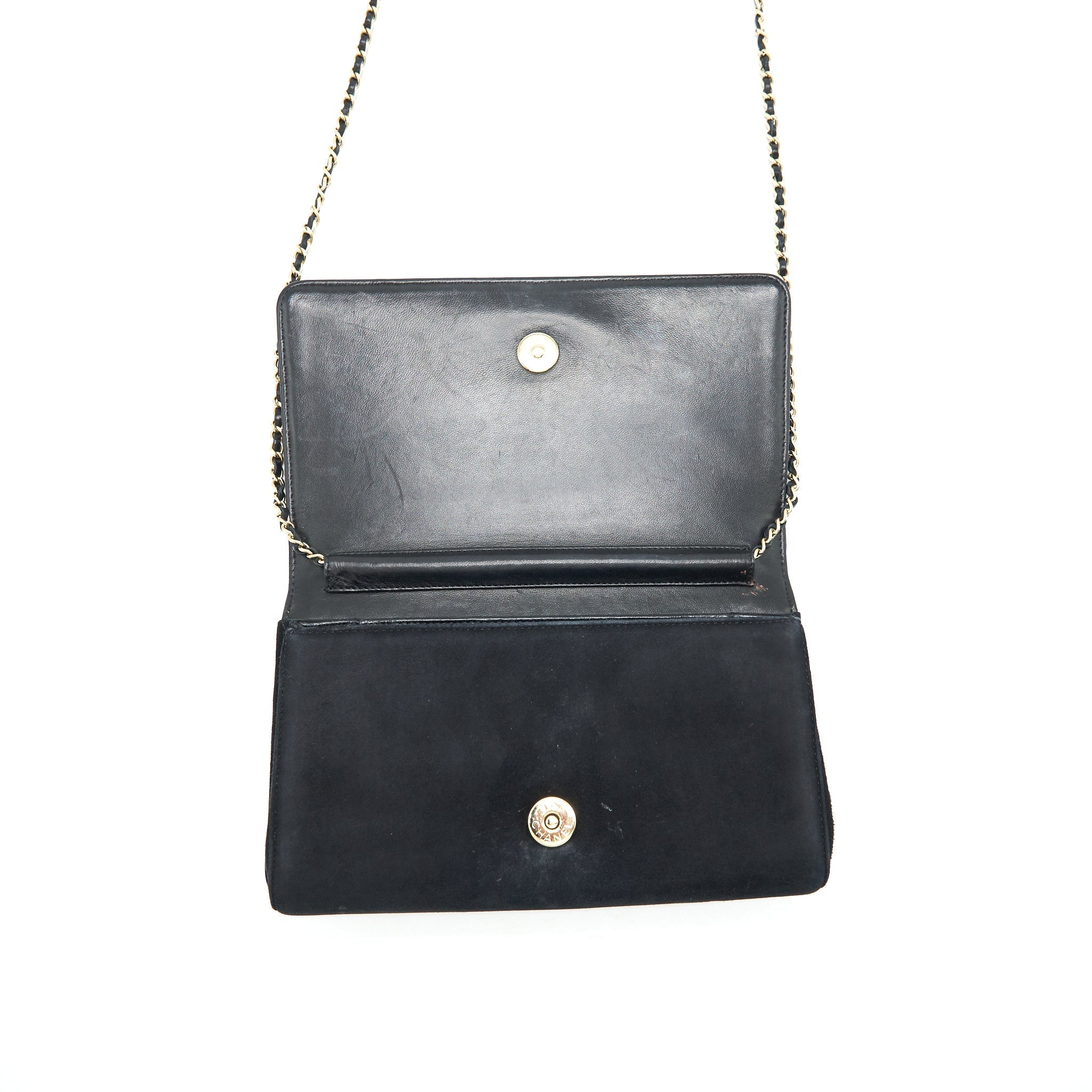 Chanel Quilted Velvet CC Logo Flap Bag black L