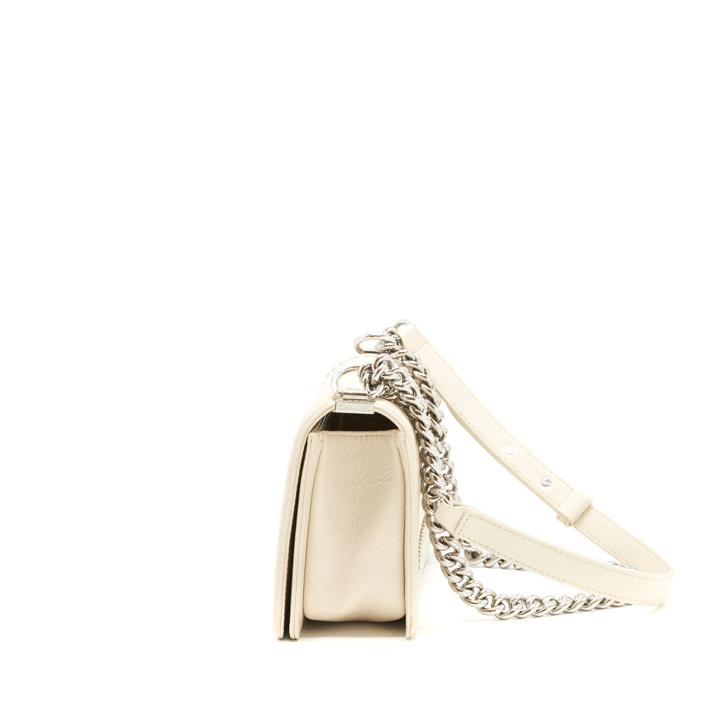 Chanel Medium Boy Bag Chevron Limited Calfskin Ivory